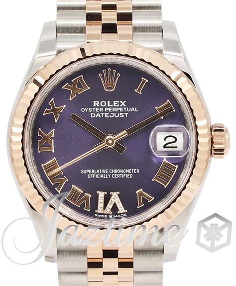 Rolex Datejust 31 Rose Gold/Steel Aubergine Dial & Fluted Bezel 